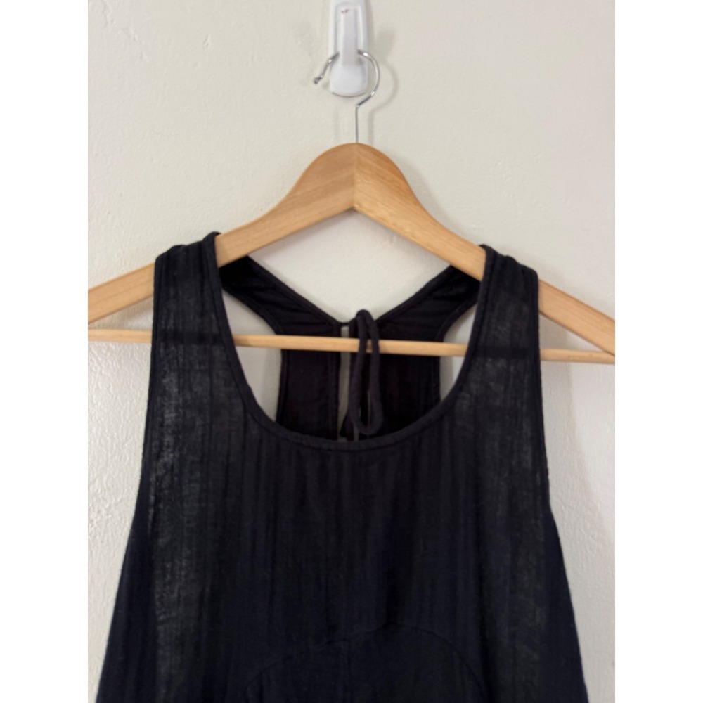 Free People Black Cotton Gauze Trapeze Tunic Tank Top Boho Racerback Tie Small - Picture 2 of 12